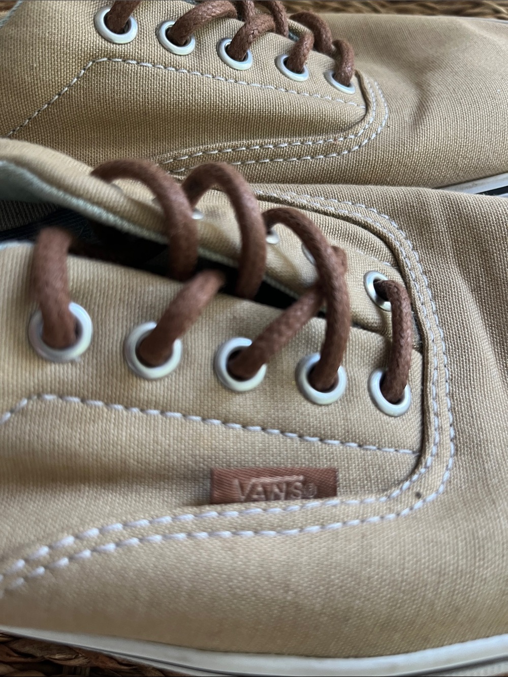 Men’s Vans Authentic Low Top Canvas Sneakers - Beige & Brown - Picture 7 of 10